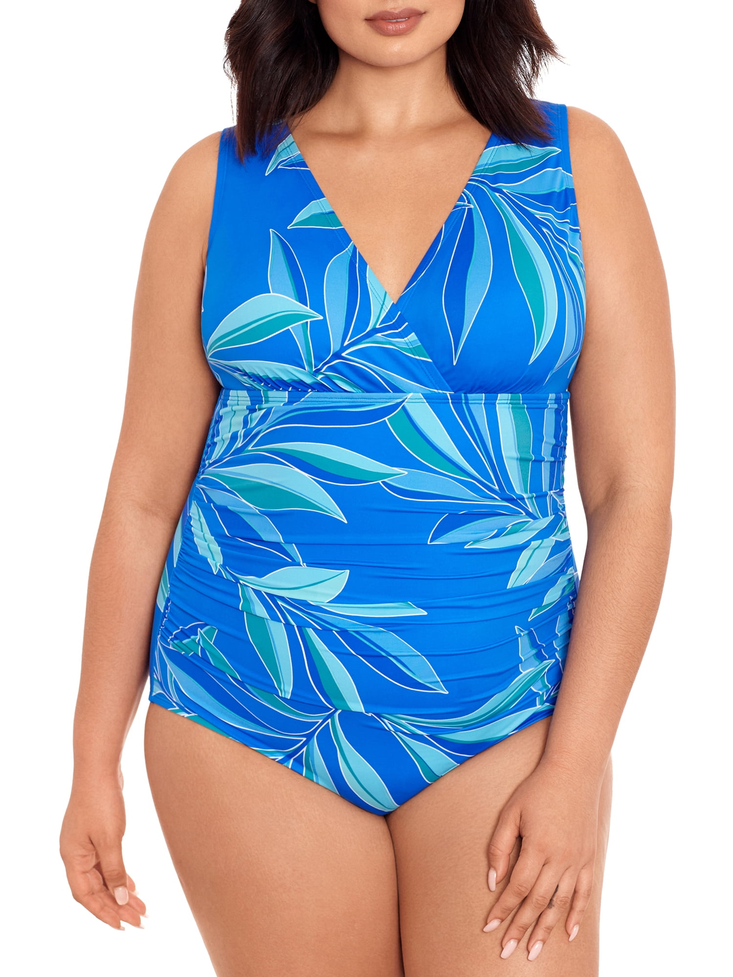 Embrace Your Curves™ by Miracle Brands® Women's and Plus Vanessa V-Neck One  Piece Swimsuit 