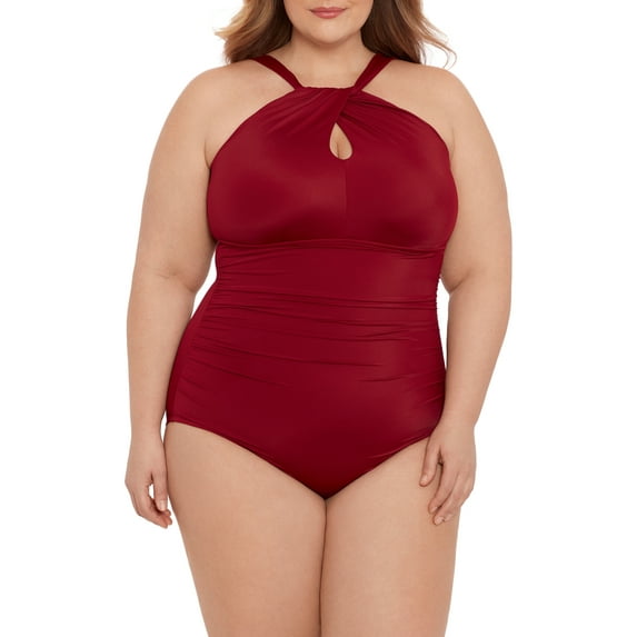 Embrace Your Curves Women's and Women's Plus Sloane Keyhole Front One Piece Swimsuit.