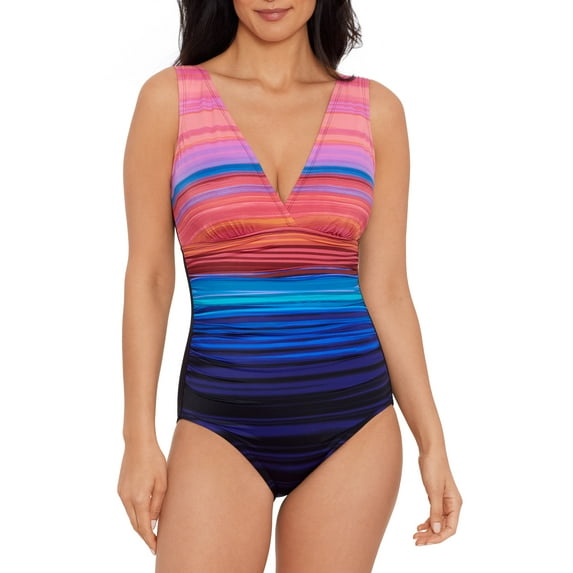 Embrace Your Curves™ by Miracle Brands® Women's and Plus Vanessa V-Neck One Piece Swimsuit