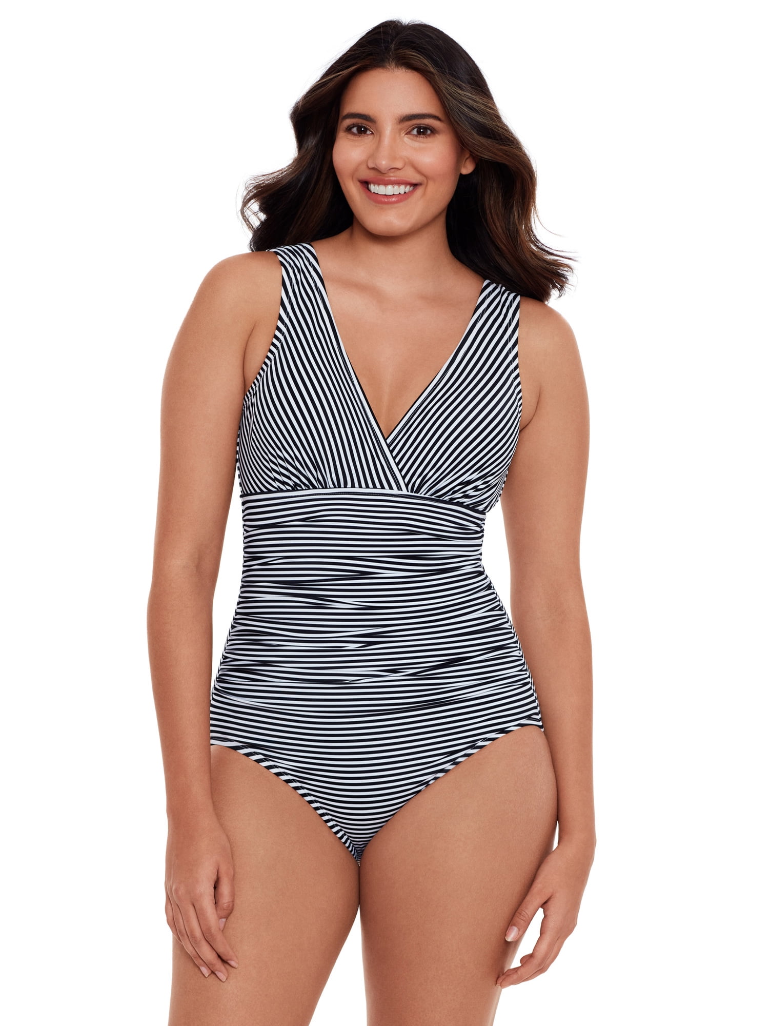 Embrace Your Curves™ by Miracle Brands® Women's and Plus Vanessa V-Neck One Piece  Swimsuit 