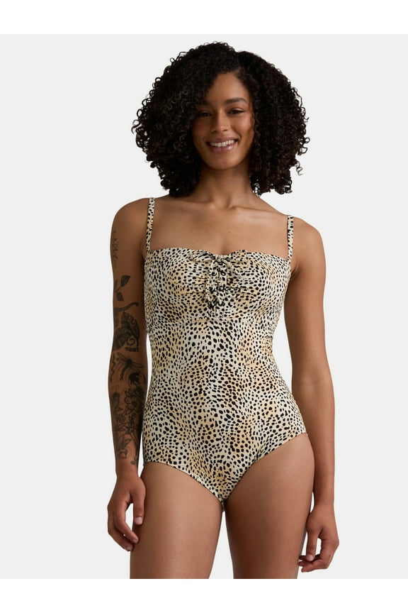 by Miracle Brands Women's and Women’s Plus Daphne Lace Up One Piece Swimsuit, Sizes M-2X