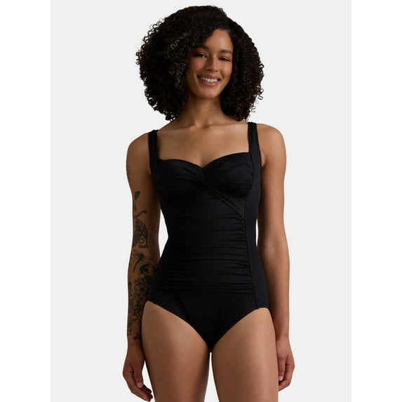 Embrace Your Curves by Miracle Brands Women's and Women’s Plus Eloise Sweetheart One Piece Swimsuit, Sizes M-2X