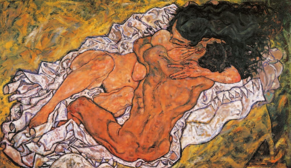 Embrace (lovers) 1917 Canvas Art - Egon Schiele (18 x 24)