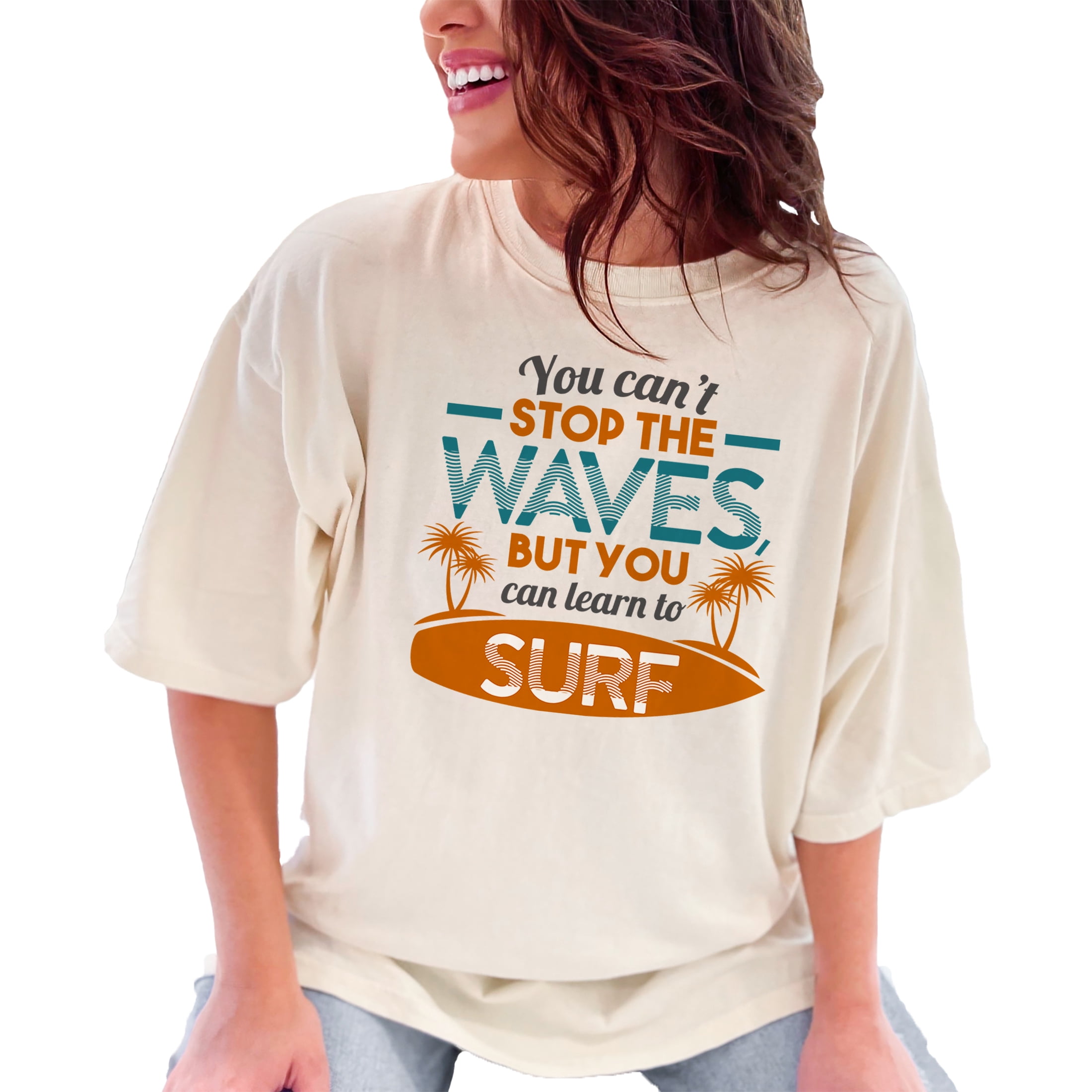 Embrace the Surfing Life Inspirational Quote, Ivory Comfort Colors T-Shirt, XL