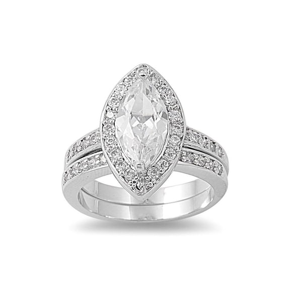 Embraced Pear Center Cubic Zirconia Ring Sterling Silver 925