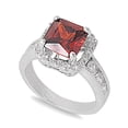 thumbnail image 1 of Embraced Pronged Square Simulated Garnet Cubic Zirconia Ring Sterling Silver 925, 1 of 2