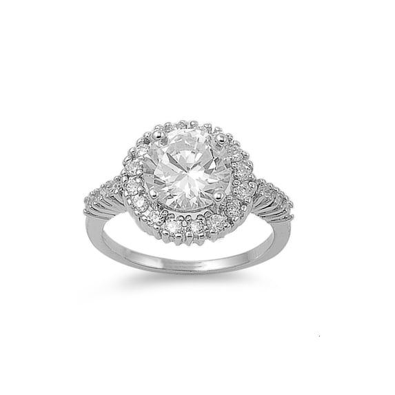 Embraced Round Center Cubic Zirconia Ring Sterling Silver 925