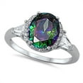 thumbnail image 1 of Embraced Round Mystic Simulated Topaz Cubic Zirconia Ring Sterling Silver 925, 1 of 3