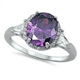 thumbnail image 1 of Embraced Round Simulated Amethyst Cubic Zirconia Ring Sterling Silver 925, 1 of 3