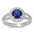 thumbnail image 1 of Embraced Round Simulated Sapphire Cubic Zirconia Ring Sterling Silver 925, 1 of 3
