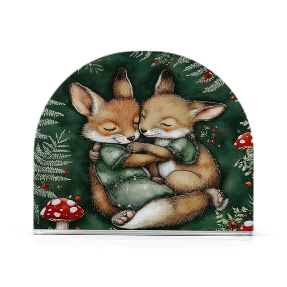 Embracing Foxes Thick U Shape Acrylic Napkin Holder Non Slip Space Saving for Kitchen