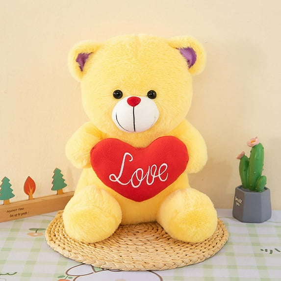 Embracing Heart Holding Bear Soft Plush Doll, Adorable Heart Hugging Bear for Cuddles, Unique Heart Design Symbolize Love Affection, Super-Soft Materials, Decorative Pillow for Bedroom Living Room