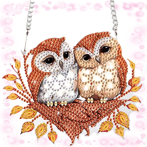 Embracing Owls Diamond Art Painting Kit Pendant