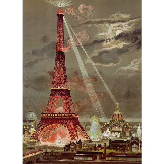 Embrasement De La Tour Eiffel Pour L'Exposition Universelle De 1889