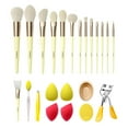thumbnail image 1 of Embreal 23pcs Makeup Brushes Kit Set Foundation Power Eye Brush Sponge Eyelash Curler Tweezer Value Set Yellow, 1 of 2