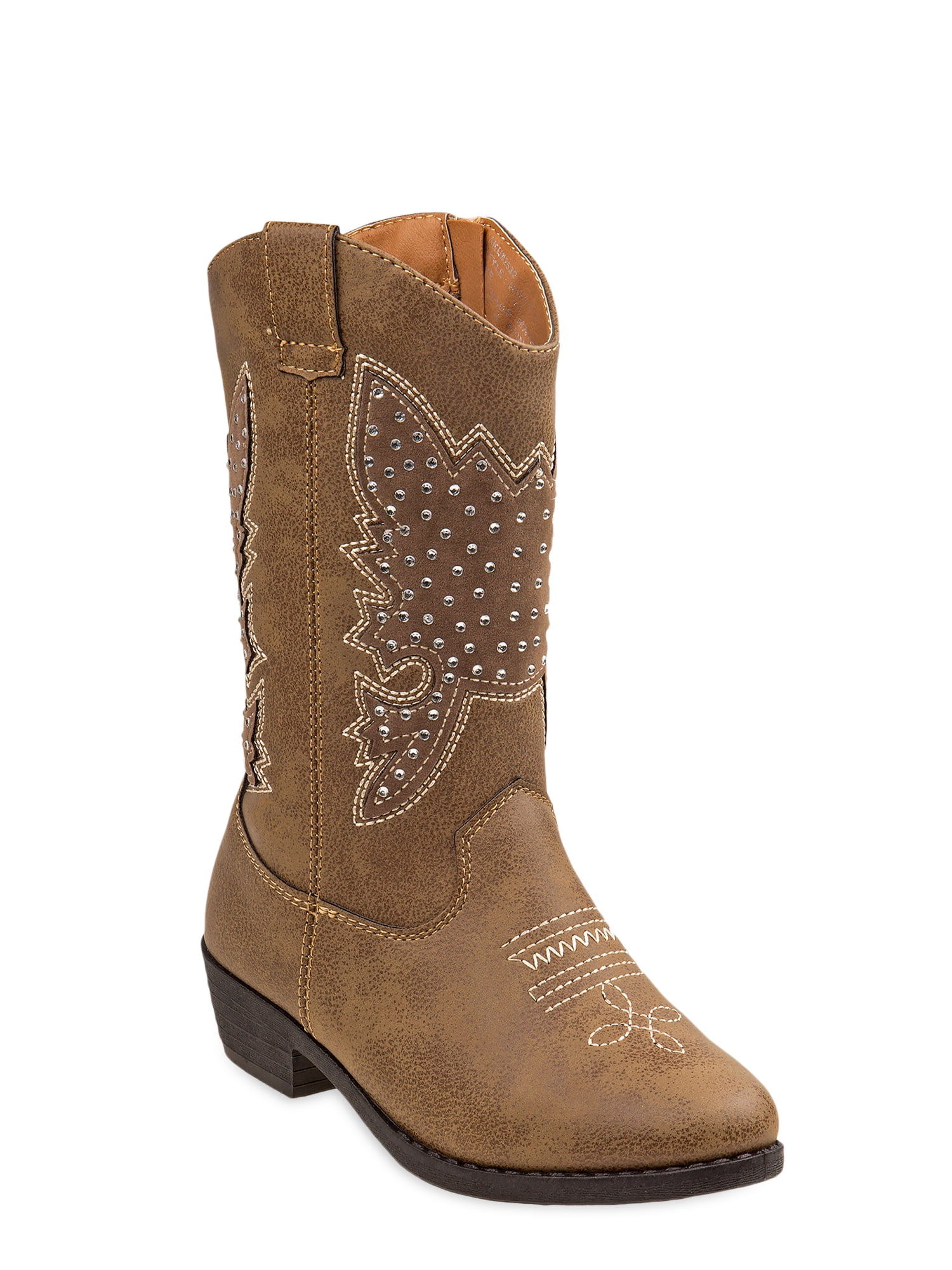 Embrioided Detail Studded Cowboy Boots (Little Girls & Big Girls