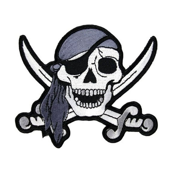 Embrodered Pirate Skull Iron or Sew On Patch Jolly Roger Biker Vest Hat Bag Applique