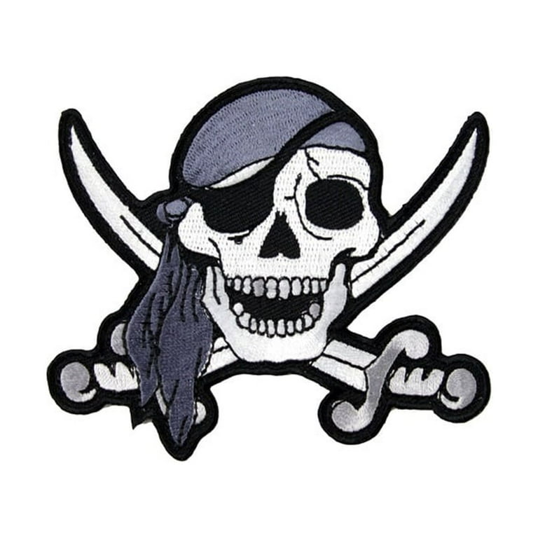 Embroidered Pirate Skull Swords Biker Vest Patch Iron Sew Jolly Roger Applique Embroidered Pirate Skull Swords Biker Vest Patch Iron Sew Jolly Roger Applique