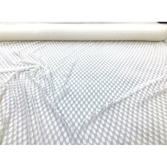 Embroiderd Stretch Lace Apparel Fabric Sheer Ivory Dots TT404