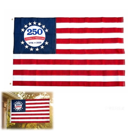 Embroidered 1776-2026 250th Anniversary USA Flags 3x5 Outdoor, American 2026 Flag Heavy Duty Nylon Embroidered Stars Sewn Stripes 250th Commemorative for Outside