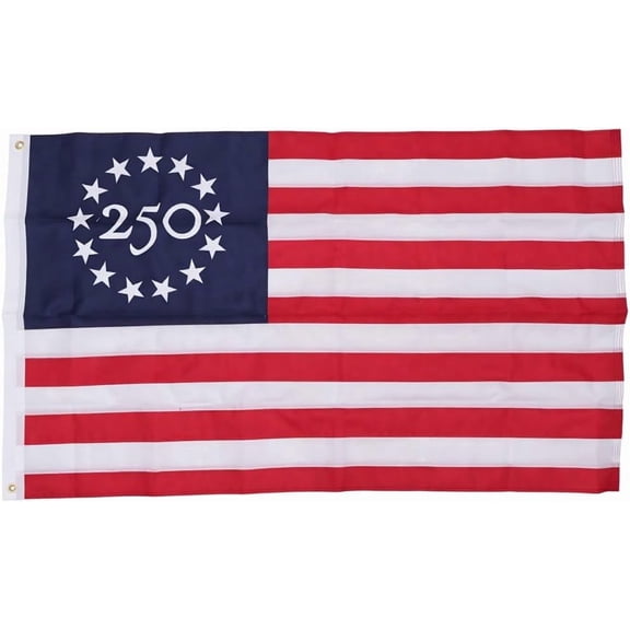 Embroidered 250 Years Anniversary USA Flag 3x5FT Outdoor,Betsy Ross US Flag 210D Nylon Oxford Fabric Embroidered Stars,Sturdy 250th American Flags,Embroidered Stars American Flag