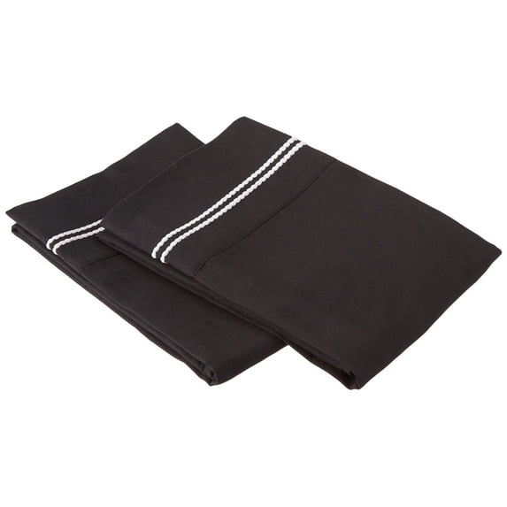 Embroidered 3 LINES Pillowcases, 2-Piece, Wrinkle Free Microfiber, 13 Colors Black/White / Standard