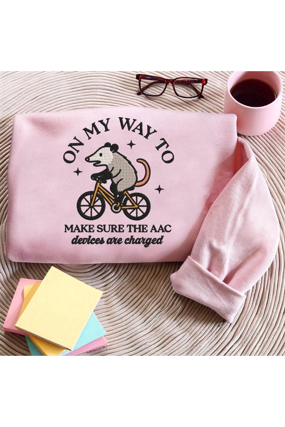 Embroidered AAC Sweatshirt for Speech Therapists, Funny SLP Shirt, Speech Therapy Gifts, Augmentative Alternative Communication, Opossum Tee