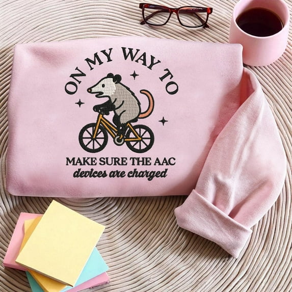 Embroidered AAC Sweatshirt for Speech Therapists, Funny SLP Shirt, Speech Therapy Gifts, Augmentative Alternative Communication, Opossum Tee
