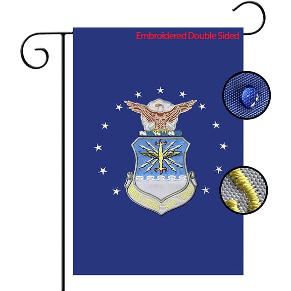 Embroidered Air Force Garden Flag Double Sided 12 X 18 Inch Waterproof Heavy Duty Vivid Color