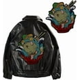 thumbnail image 1 of Embroidered Applique Big Bowl Frog Patches Iron on Sticker for Jackets Backpack Decor Badges Custom Racing Emblem 1 Piece, 1 of 5