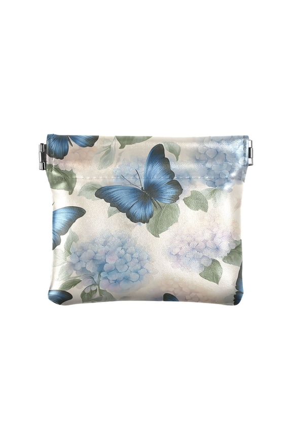 Embroidered Ball and Butterfly Wallet Small PU Leather Change Pouch Wallet for Women