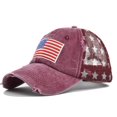 thumbnail image 1 of Embroidered Baseball Cap For Women Men Usa Flag Peaked Mesh Breathable Washed Distressed Cap Classic Star-Shaped Hat Adjustable Daily Casual Visors Summer Sun Hat Sport Outdoor, 1 of 3