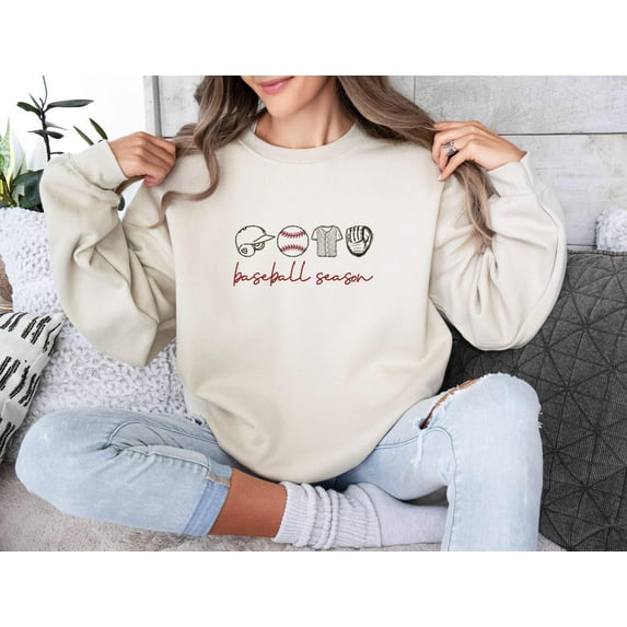 Embroidered Baseball Season Sweatshirt, Baseball Hoodie, Game Day Sweatshirt, Baseball Mom Crewneck, Baseball Sweatshirt,Baseball Lover Gift