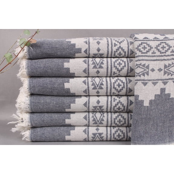 Embroidered Beach Towel, Turkish Bath Towel, Navy Towel, Aztec Towel, 36x71 Inches Boho Beach Towel, Scarf Towel, Guest Towel,