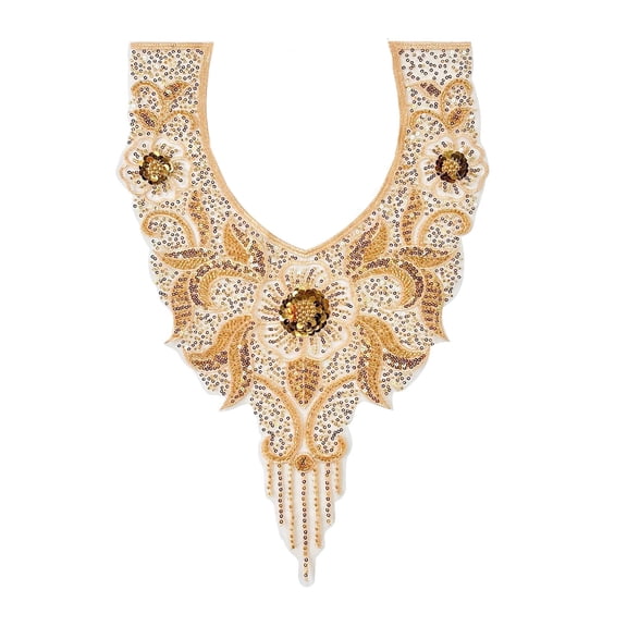 Embroidered Beads Applique for Wedding Dress Evening Gown Sew on Collar Patches Beaded Sequins Sew on Patches Applique