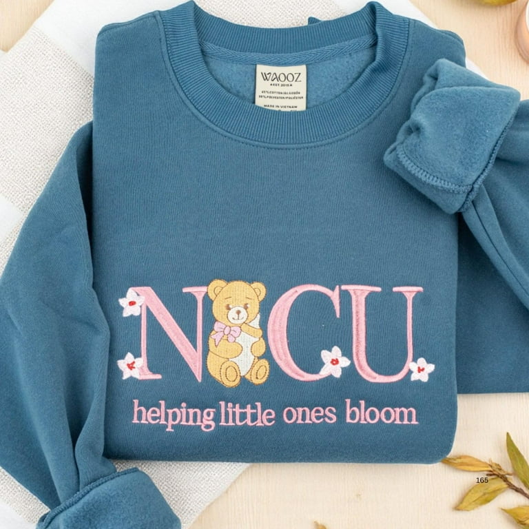 Embroidered Bear NICU Sweatshirt Hoodie, Neonatal Intensive Care - Main Image