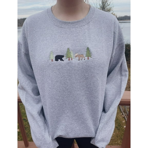 Embroidered Bear and Moose Sweatshirt