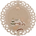 thumbnail image 1 of Embroidered Beige Winter Snow Scene Round Doilies (11"/ 15" Round), 1 of 1