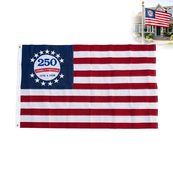 Embroidered Betsy Ross 250th Anniversary USA Flag 3x5 ft Outdoor 1776-2026 American 13 Colonies Flags for Outside with 2 Brass Grommets