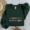 thumbnail image 1 of Embroidered Big Fan of Human Rights Sweatshirt, Minimalist Feminist Embroidered Crewneck, Equality Social Justice Shirt, Activism Gift Shirt, 1 of 4