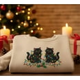 thumbnail image 1 of Embroidered Black Cats Christmas Sweatshirt, Cute Holiday Cat Lover Crewneck, Cozy Festive Gift, 1 of 4