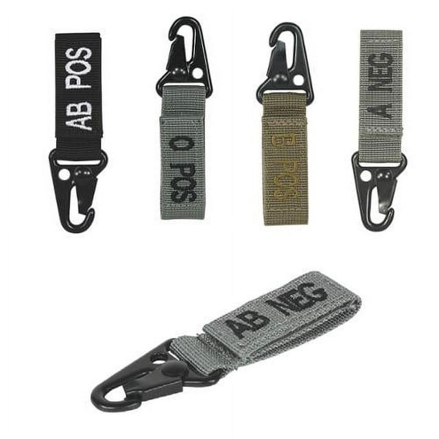Embroidered Blood Type TAgs with Velcro and Metal Clip OD Green