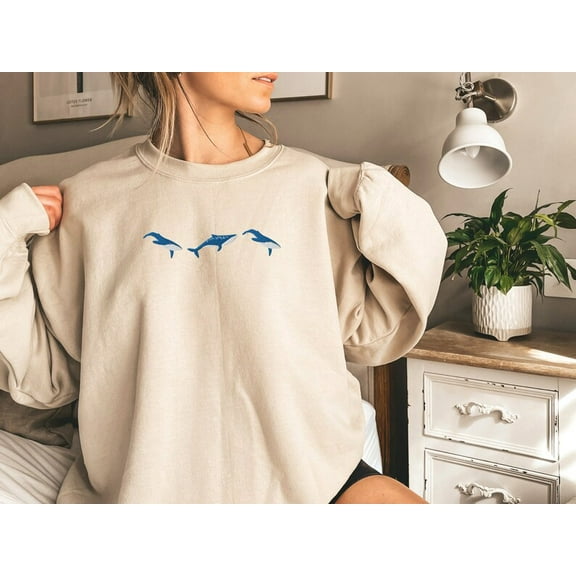 Embroidered Blue Whale Sweatshirt