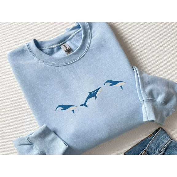 Embroidered Blue Whale Sweatshirt