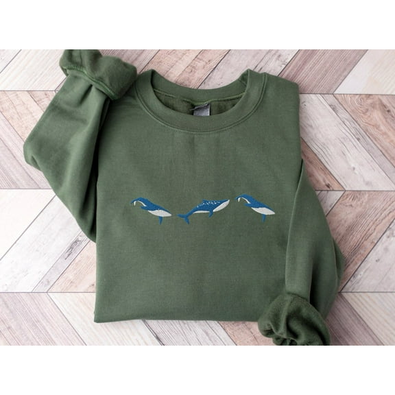 Embroidered Blue Whale Sweatshirt