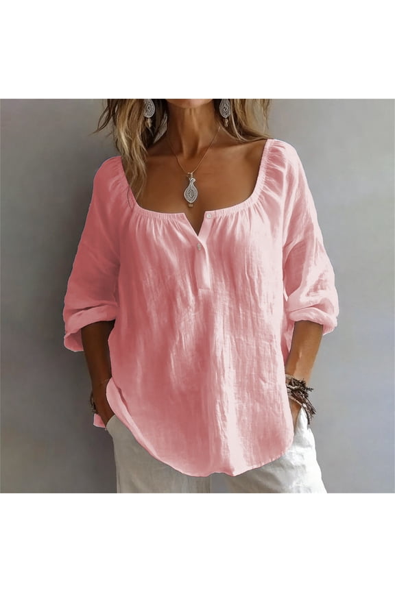 Embroidered Boho Tops for Women Dressy Casual Blouses Work Tees Peasant Tops Retro Embroidered 3/4 Sleeve Boho Tops 3/4 Length Sleeve Womens Tops Summer Gauze Shirts Relaxed Fit Basic Tee 2XL