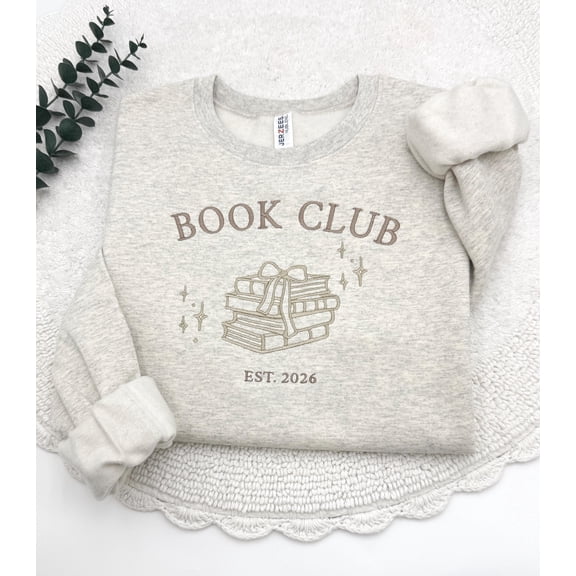 Embroidered Book Club Sweatshirt Hoodie: Bookish Novel Reader Gift