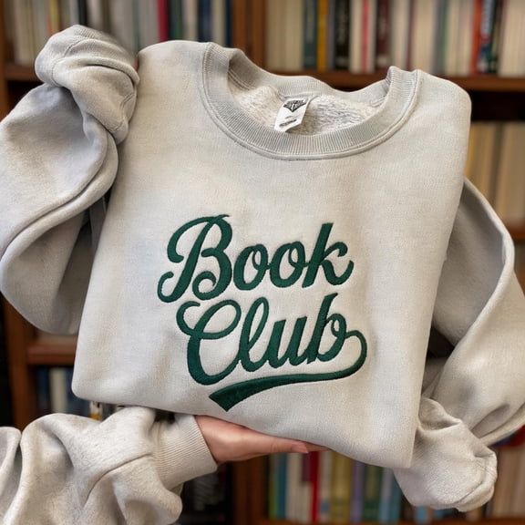 Embroidered Book Club Sweatshirt: Unisex Reading Gift
