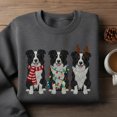 thumbnail image 1 of Embroidered Border Collie Christmas Sweatshirt, Three Dog Holiday Shirt, Cute BC Light Ugly Xmas Sweater Crewneck, 1 of 4