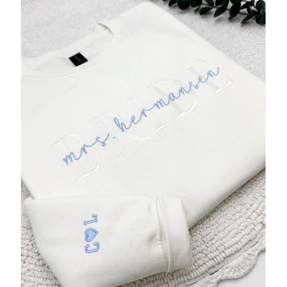 Embroidered Bride Sweatshirt, Personalized Wedding Gift, Future Mrs, Custom Embroidered Sweatshirt